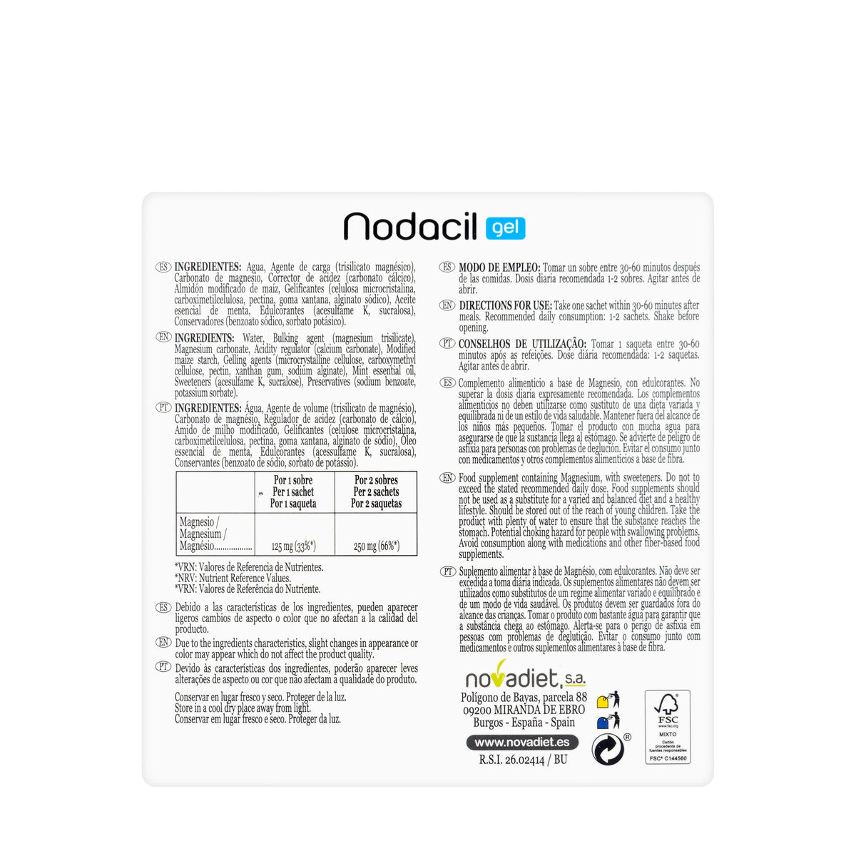 Nodacil Gel Sachetes 10 X 15 Ml