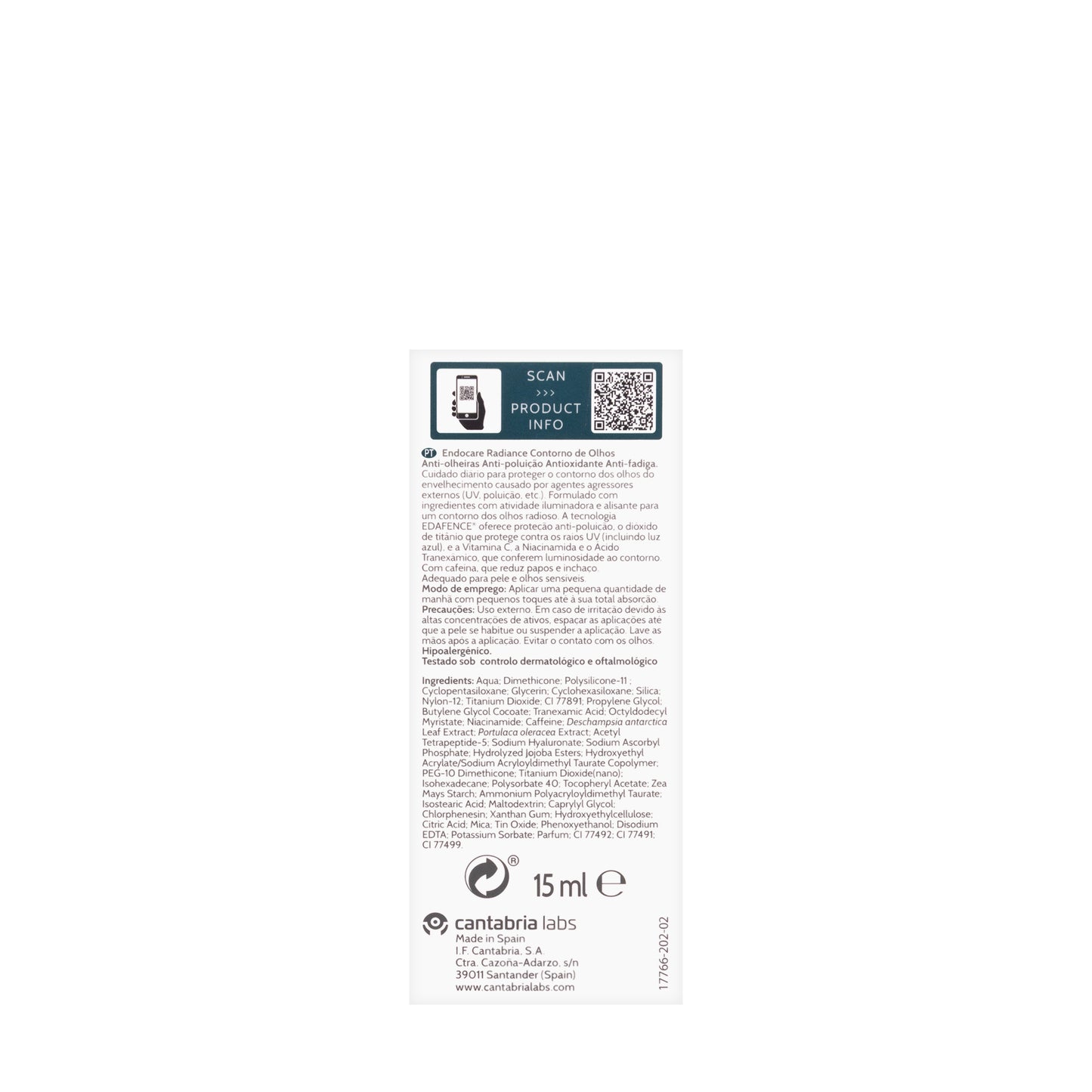 Cantabria Labs Endocare
Radiance Eye Contour
Anti-dark circles 15 Ml