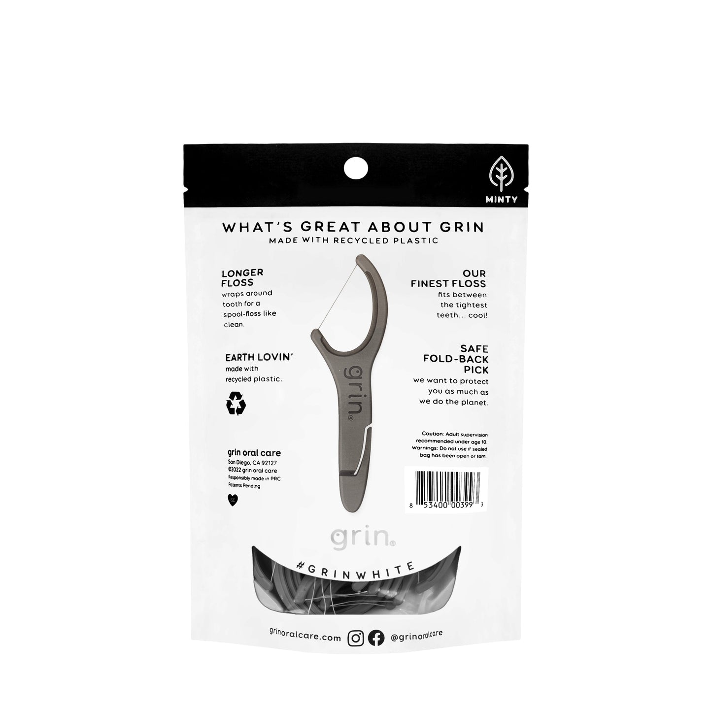 Grin white Charcoal Floss 75 Flosspyx [3955]