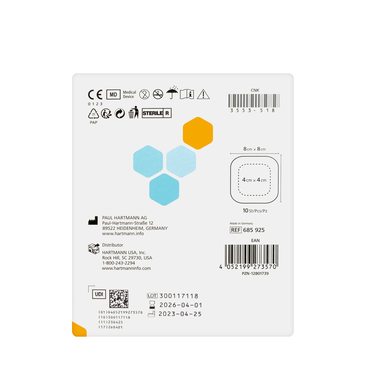 Hartmann HydroTac Transparent  Comfort 8X8Cm 10 Pieces