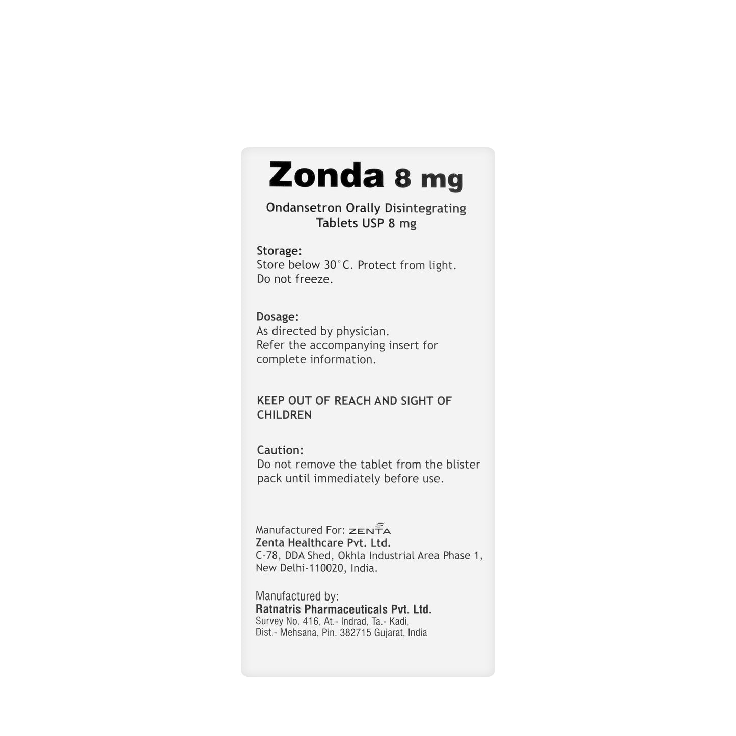 Zonda 8Mg 30Tablets