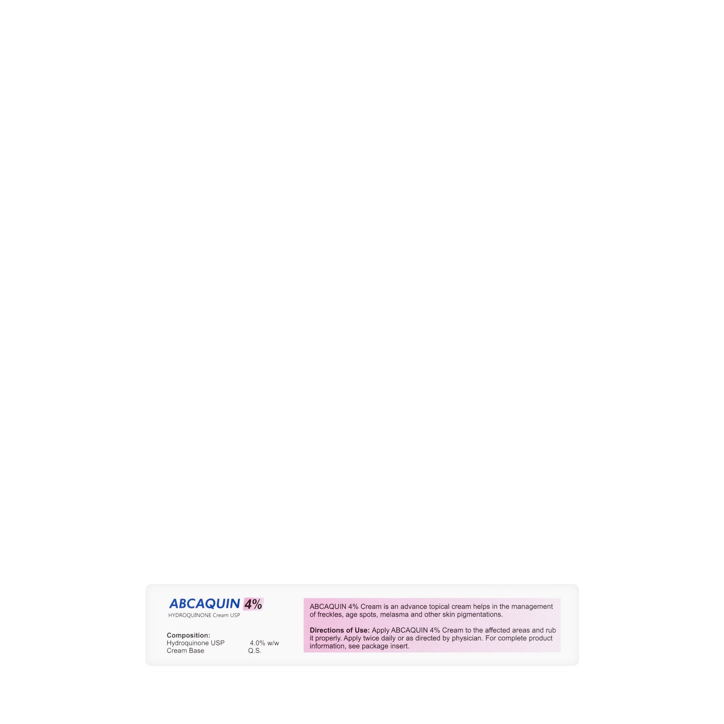 Abcaquin 4% Whitening&Lightening Cream 30Gm