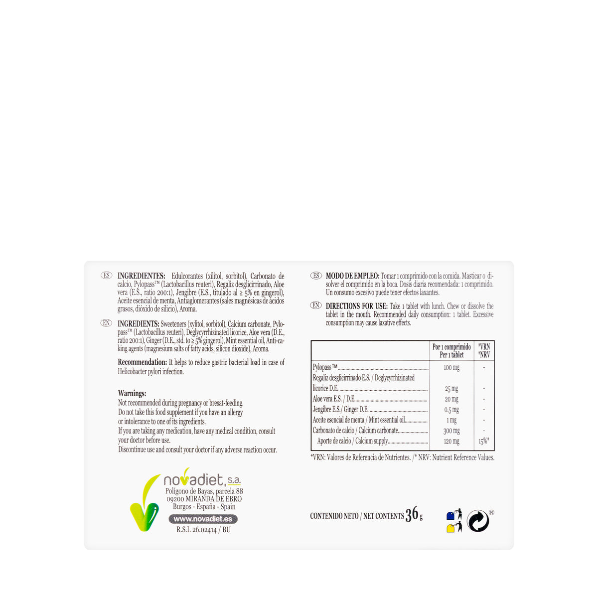 Novadiet Pilogastril 30 Chewable Tablets