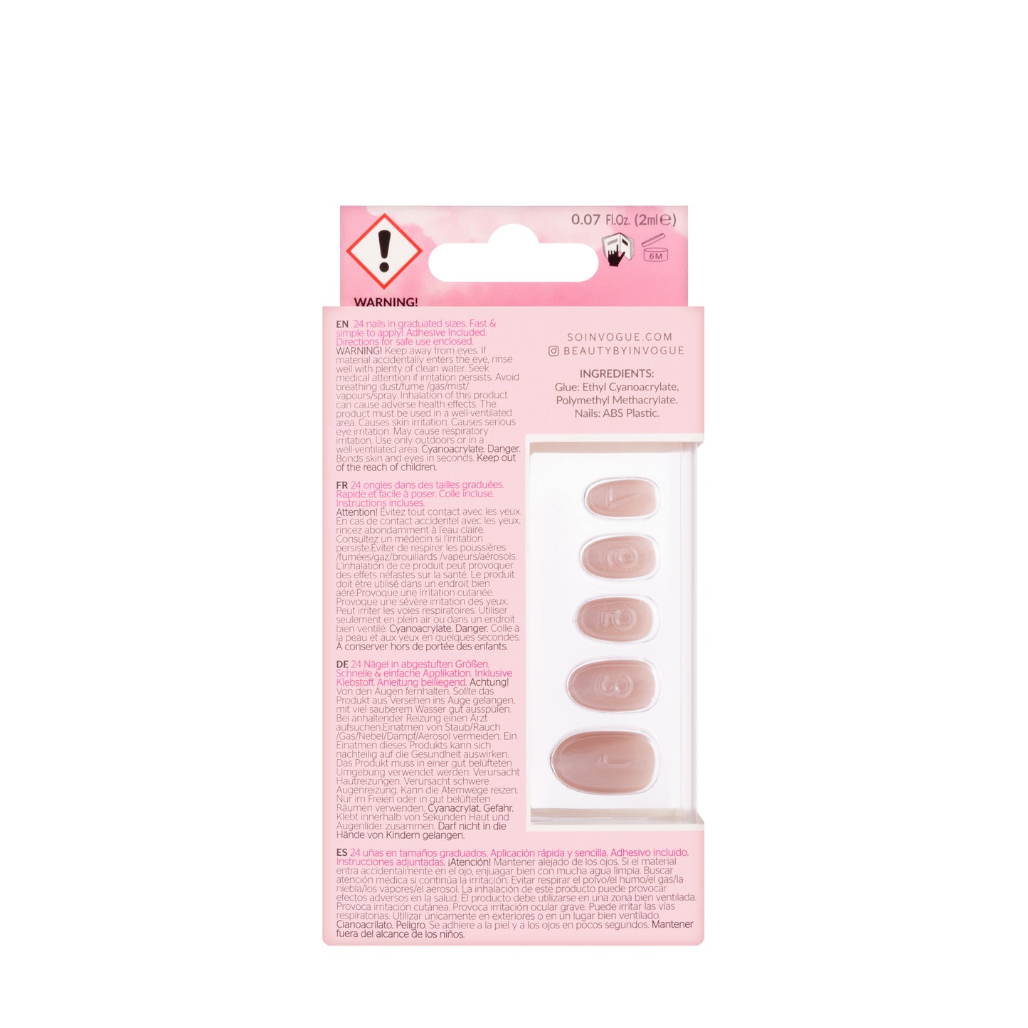Invogue Coloured Nails Classic Nude (Oval)