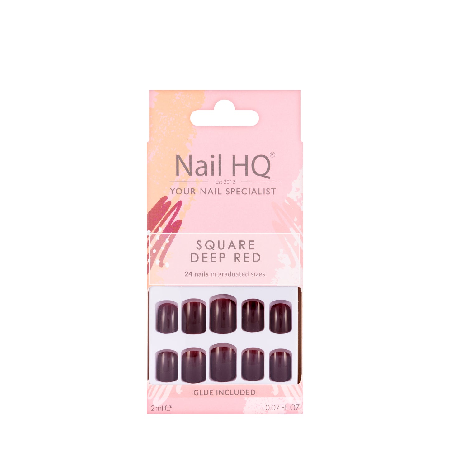 Nail HQ Square Nails Deep Red 24 Pieces