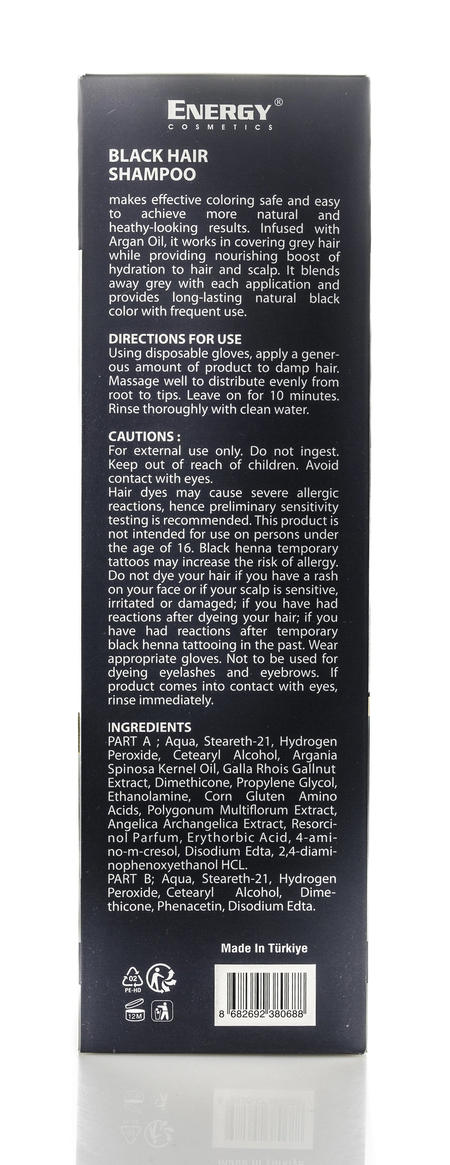Energy Cosmetics Hair Color Shampoo [Black] 350 Ml