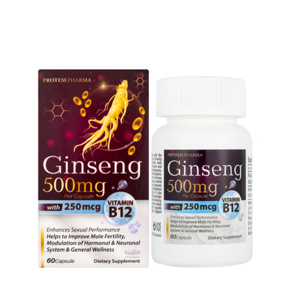 Ginseng 500mg+Vitamin B12 250Mcg 60 Capsule