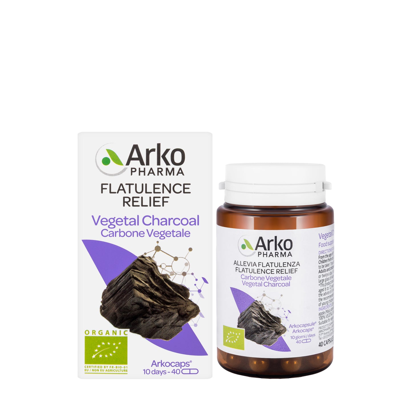 Arkopharma Flatulence Relief Vegetal Charcoal 40 Capsules