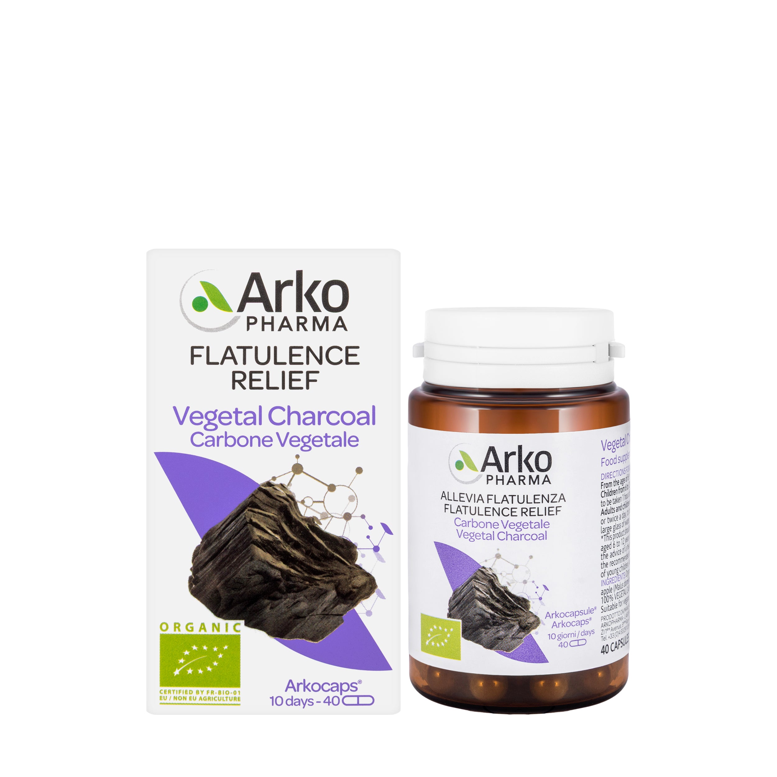Arkopharma Flatulence Relief Vegetal Charcoal 40 Capsules