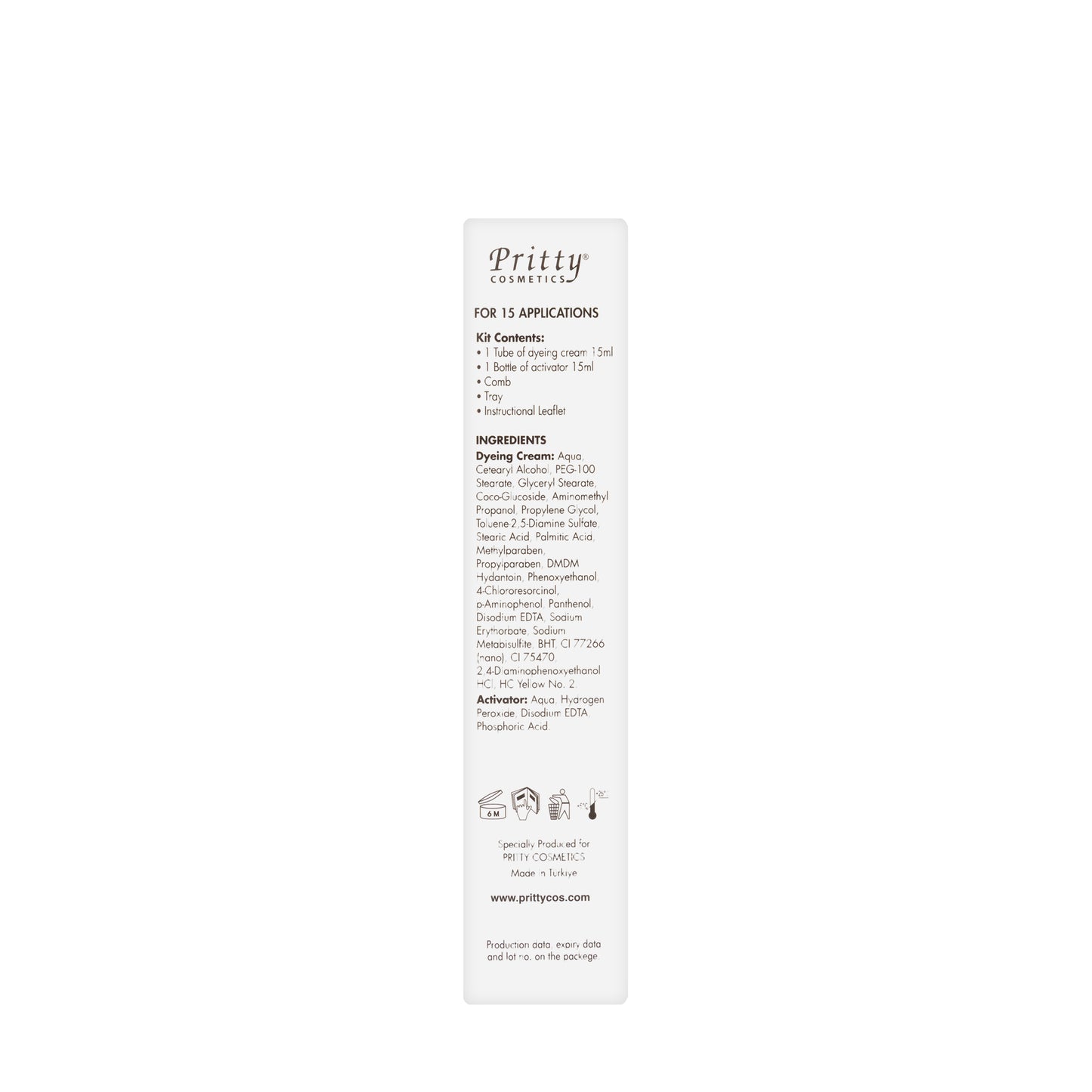 Pritty Eyelash and Eyebrow Dye  Dark Brown (15 Applications)