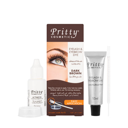 Pritty Eyelash and Eyebrow Dye  Dark Brown (15 Applications)