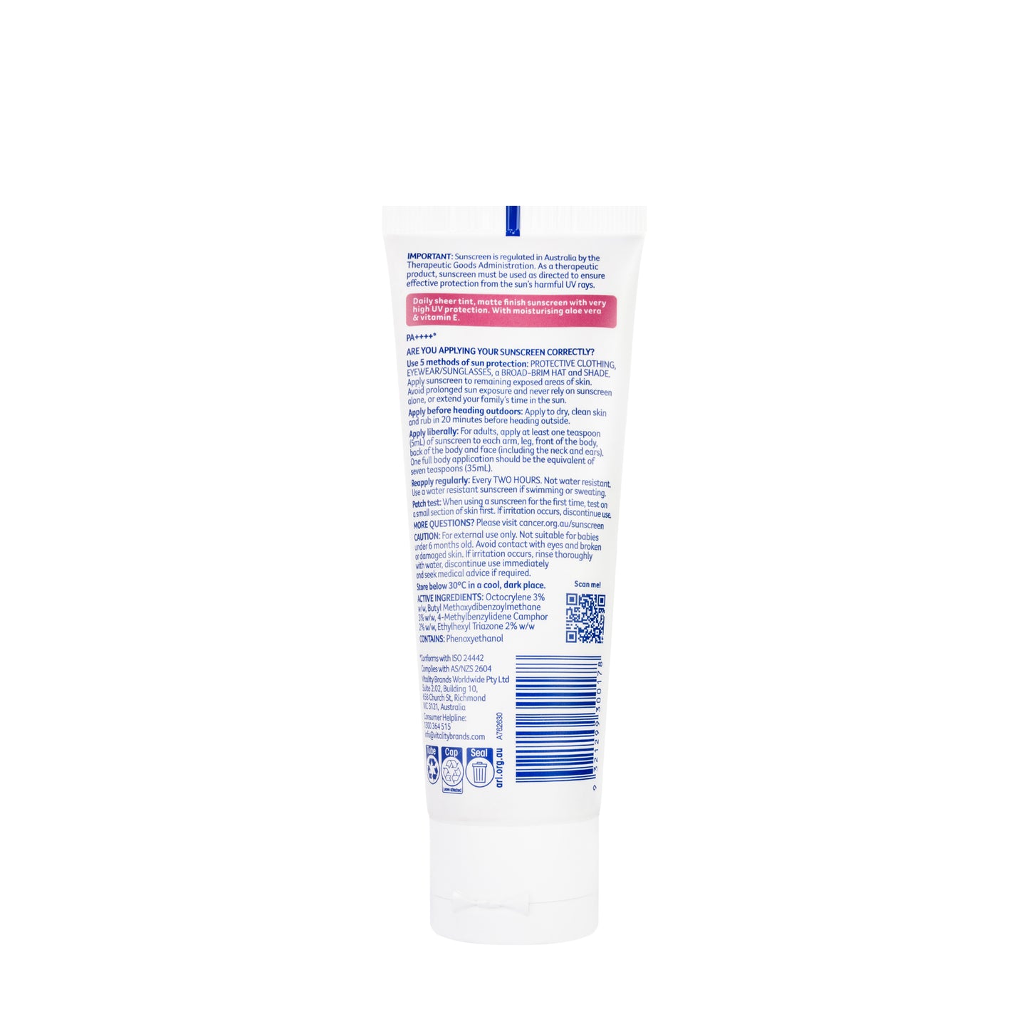 Cancer Council Face Day Wear Moisturiser Matte Medium Tint SPF 50+ lotion 75 Ml