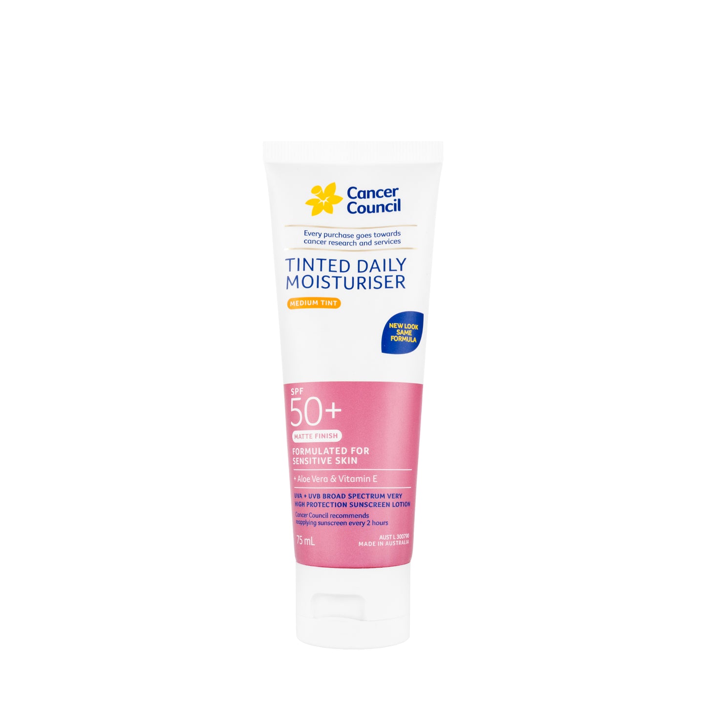 Cancer Council Face Day Wear Moisturiser Matte Medium Tint SPF 50+ lotion 75 Ml