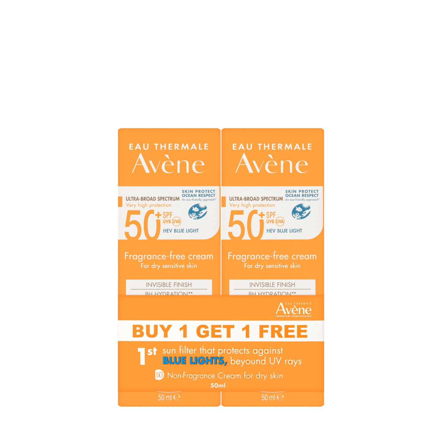 Avène SPF50+ Very High Protection Fragrance Free Cream For Dry & Sensitive skin 50 Ml 1+1Offer Pack