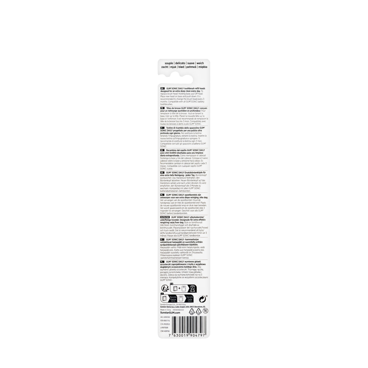 Gum Sonic Daily Toothbrush Refill Heads-White [4110]