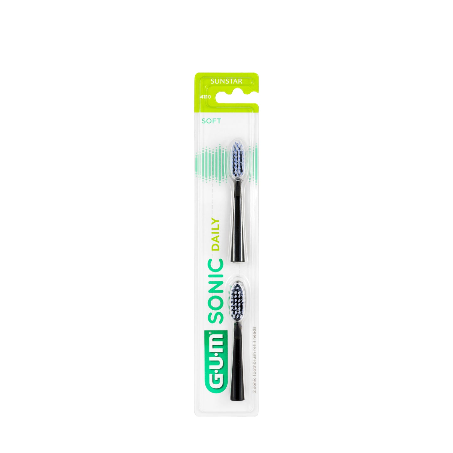 Gum Sonic Daily Toothbrush Refill Heads-Black [4110]