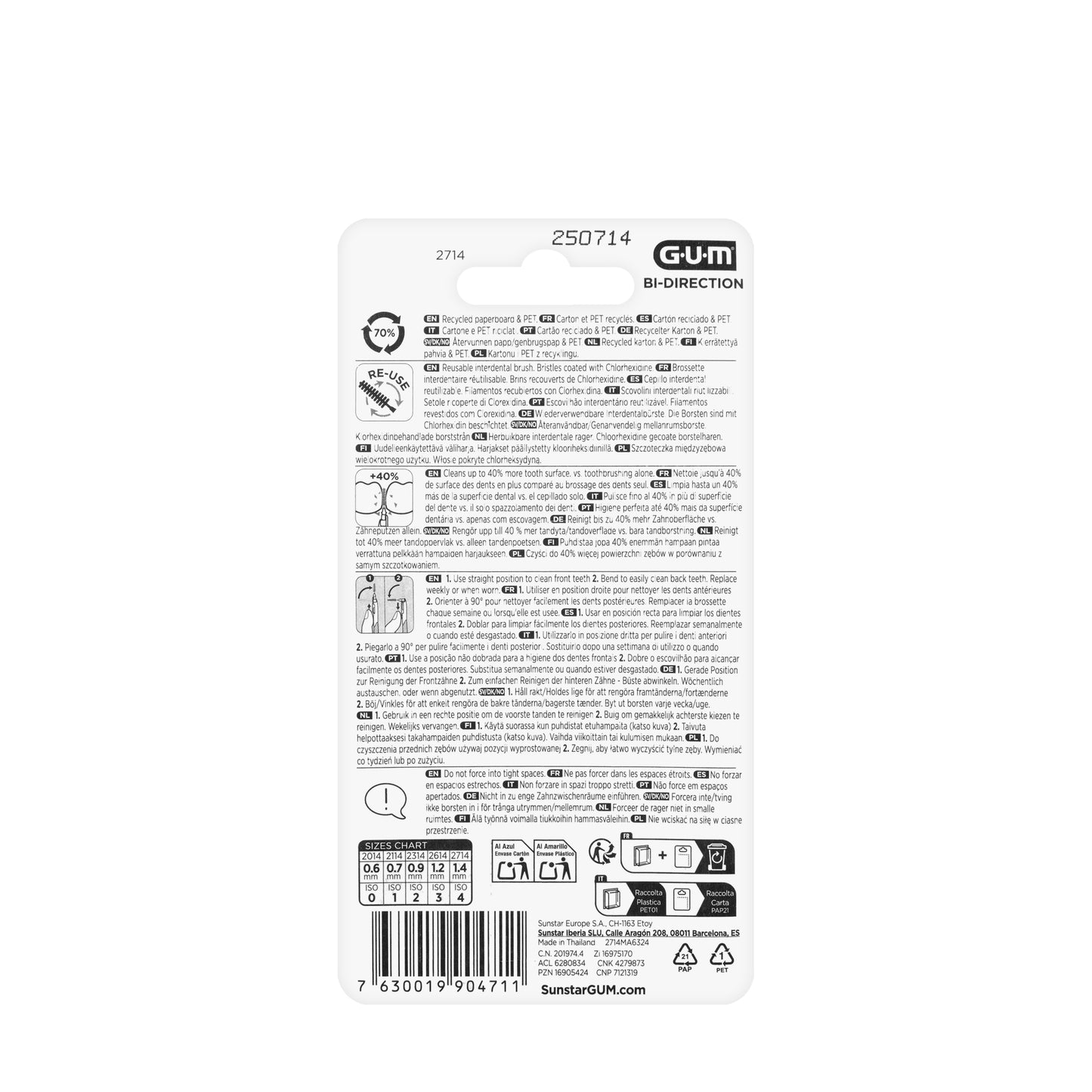 Gum Bi-Direction 1.4Mm 6 Intradental Brushes [2714]