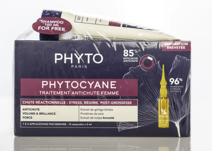 Phyto Phytocyane Reactional Anti-Hair Loss Set for Women (12 Vials x 5Ml + 1 Shampoo 100 Ml) Offer Pack