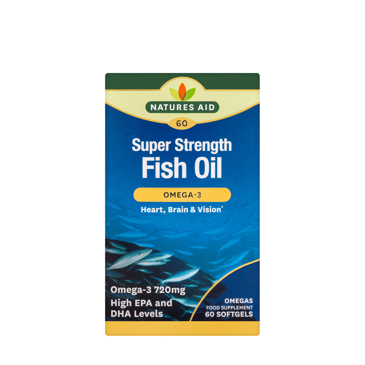 Natures Aid Super Strength Fish Oil Omega-3 720mg 60Softgel