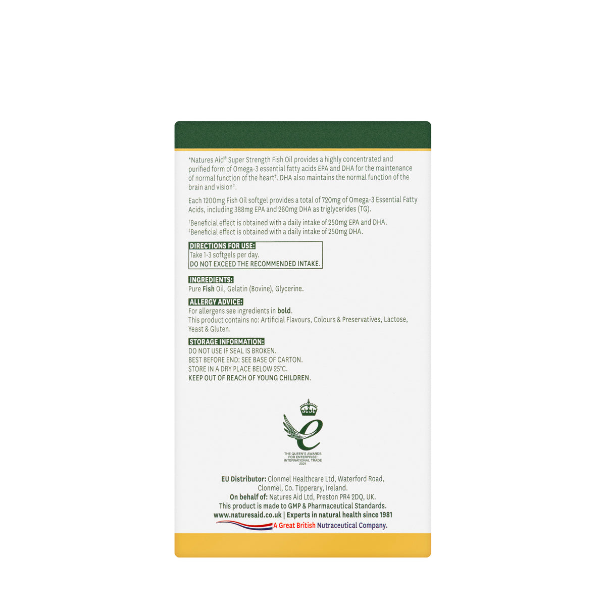 Natures Aid Super Strength Fish Oil Omega-3 720mg 60Softgel