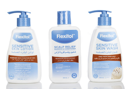 Flexitol Hajj and Umrah Kit (Sensitive Skin Set) [Shampoo, Lotion and Wash]