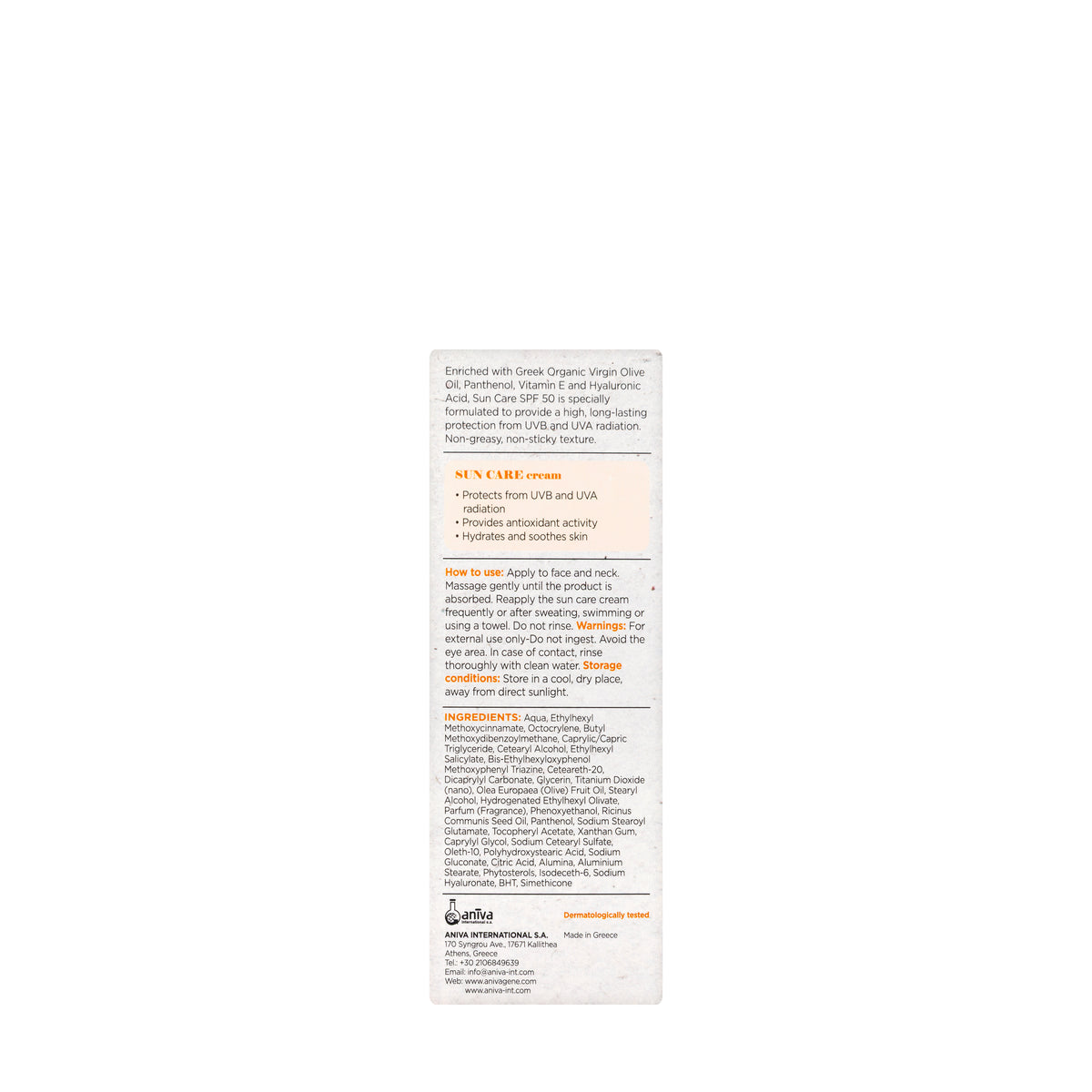 Anivagene Spf50 Sun Care Cream 50Ml
