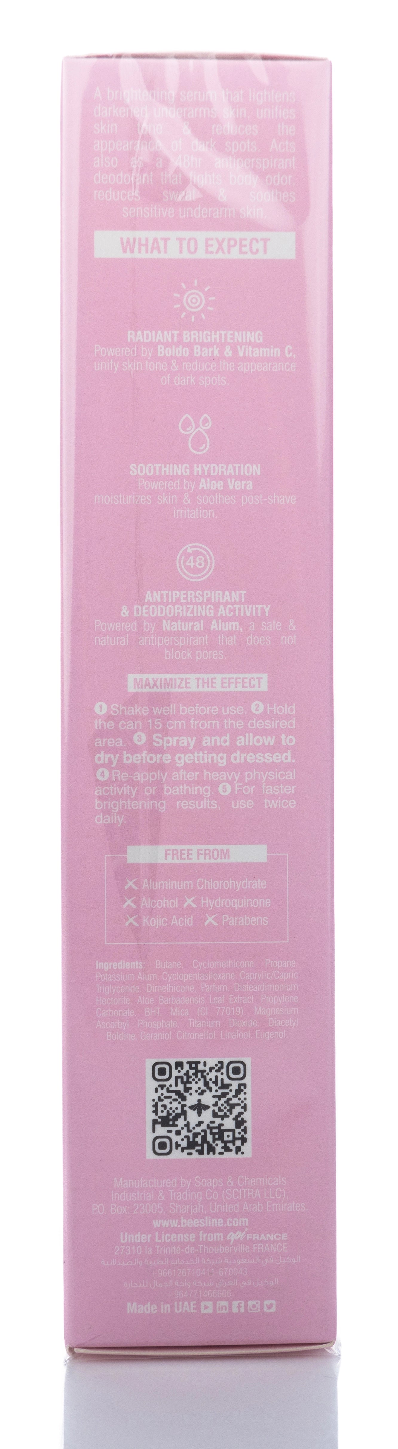 Beesline 48 Hours Radiant Bright Underarm Deo Serum With Vit C Jouri Rose Spray 150 Ml