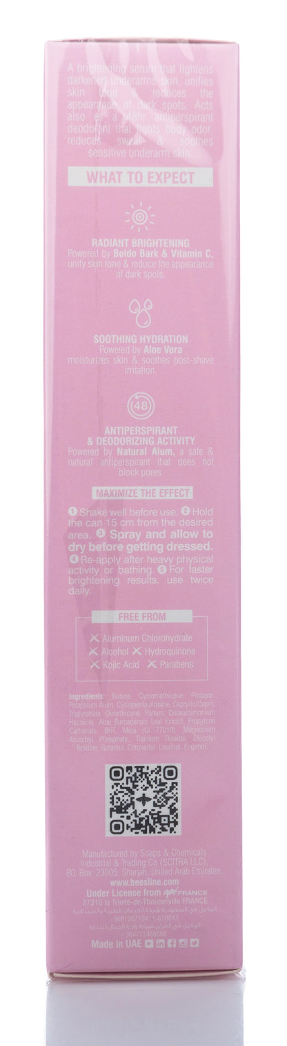 Beesline 48 Hours Radiant Bright Underarm Deo Serum With Vit C Jouri Rose Spray 150 Ml