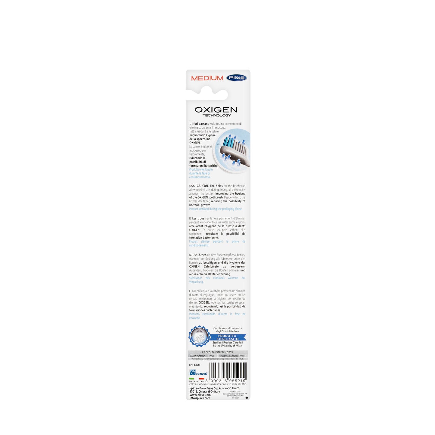 Piave Oxygen Toothbrush-Medium [5521]