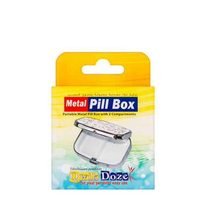 Qwik Doze Pill Box Metal 2 Compartments Rectangle