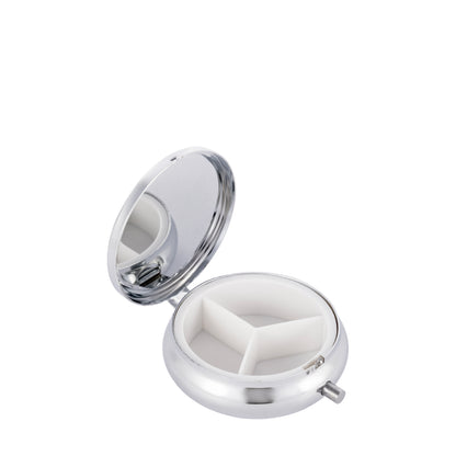 Qwik Doze Pill Box Metal 3 Compartments Round