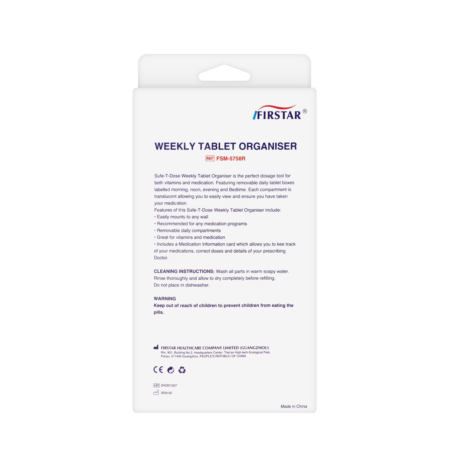 Firstar Weekly Tablet Organiser [Fs-5758R]
