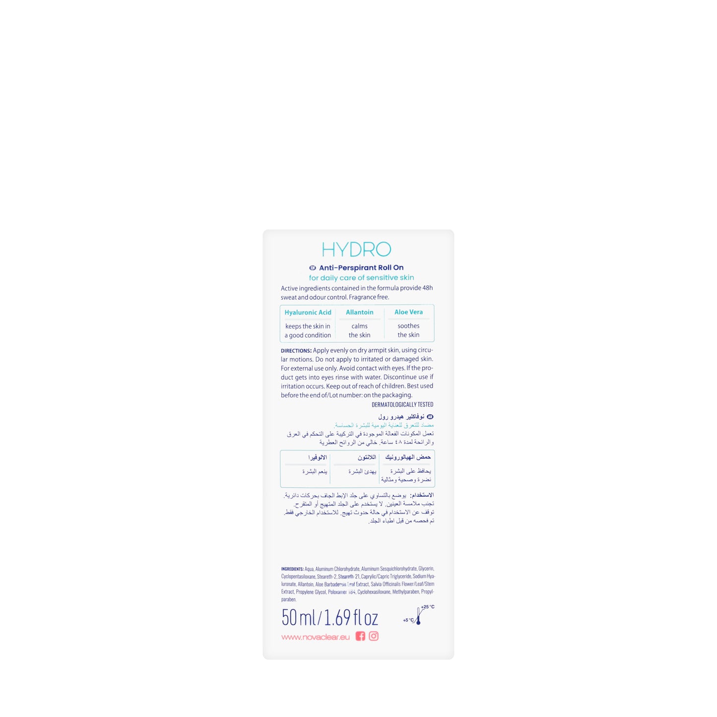 Novaclear Hydro Anti perspirant Roll On 50 Ml