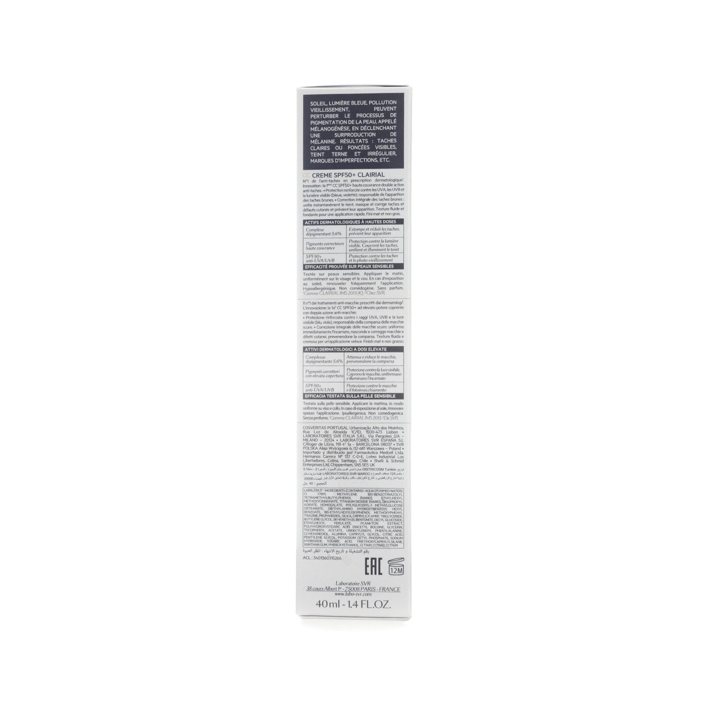 SVR Clairial CC Spf50+ Cream 40 ml [Light]