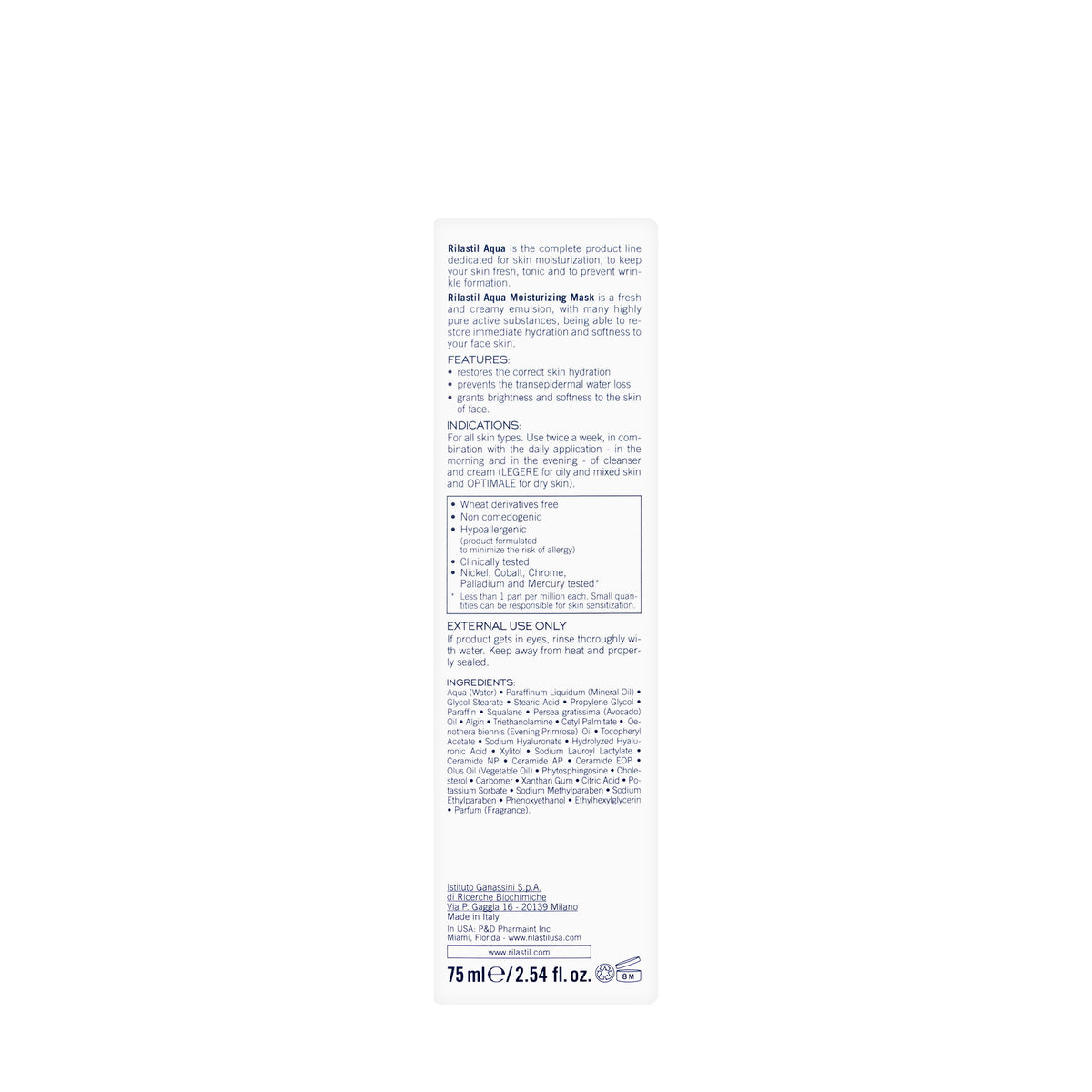 Rilastil Aqua Moisturizing Face Mask 75 Ml