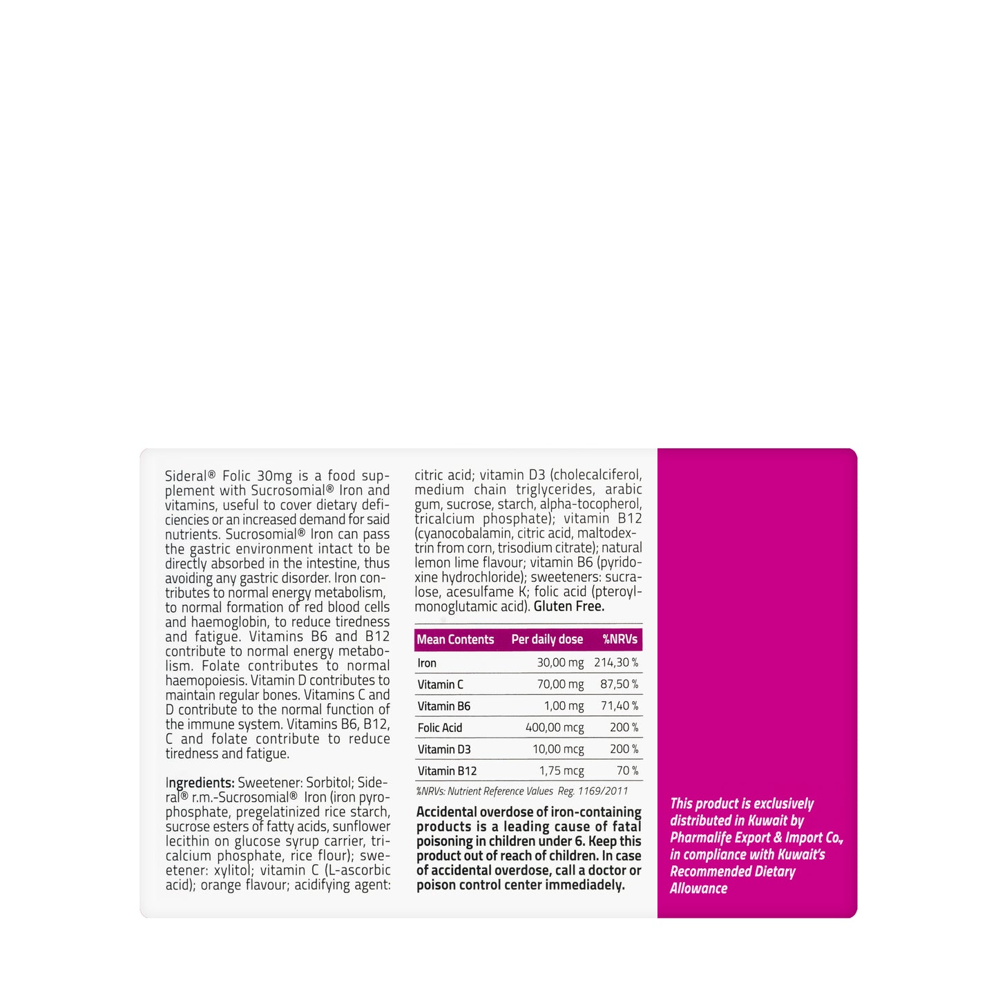 Sideral Folic 30mg 20Sticks