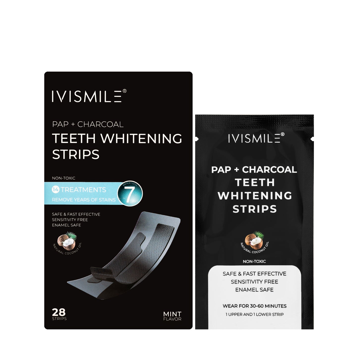 Ivismile Pap+Charcoal Teeth Whitening Strips 28Strips