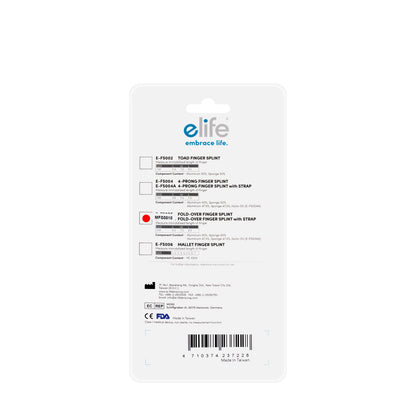 E-Life Fold-Over Finger Splint With Strap [Medium]