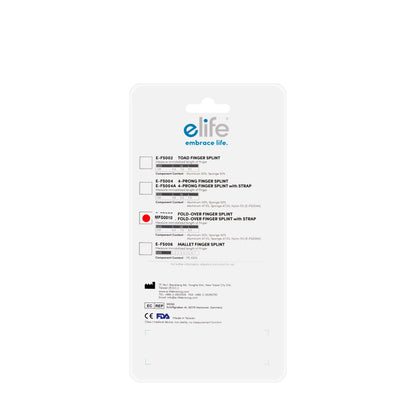 E-Life Fold-Over Finger Splint With Strap [Large]