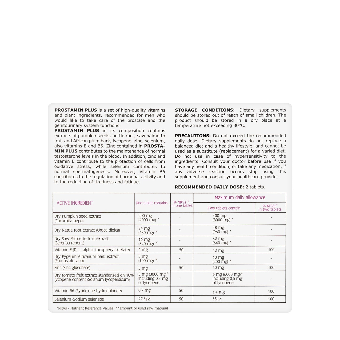 Prostamin Plus 30 Tablets