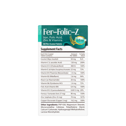 Protem Pharma Fer-Folic-Z Fiber 60 Tablets