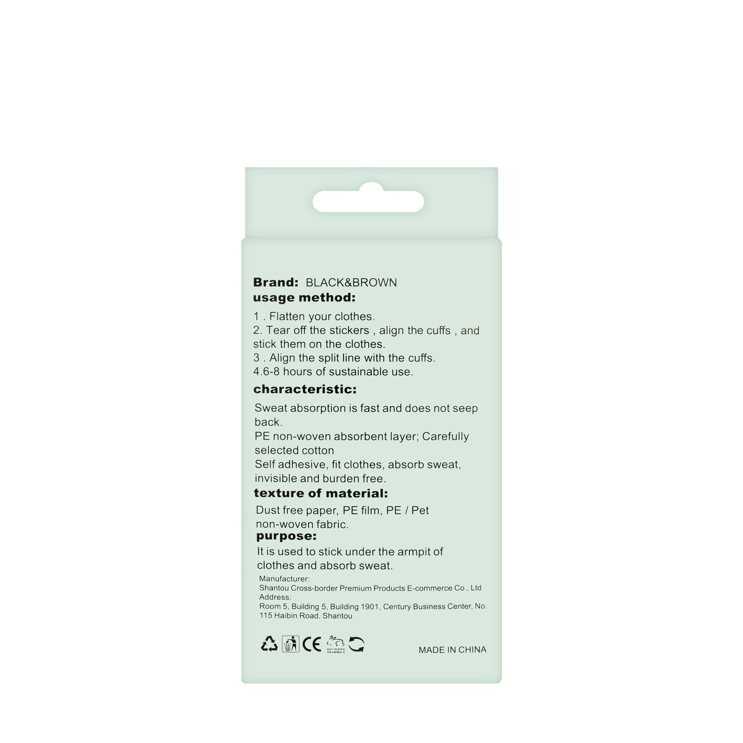 Black & Brown Underarm Sweat Absorption Patch 10 Pieces