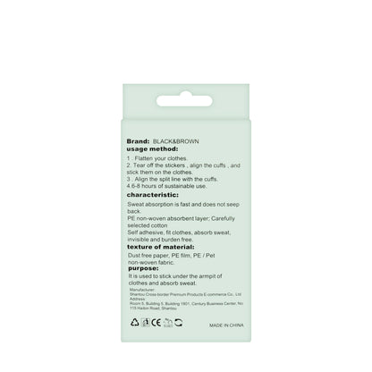 Black & Brown Underarm Sweat Absorption Patch 10 Pieces