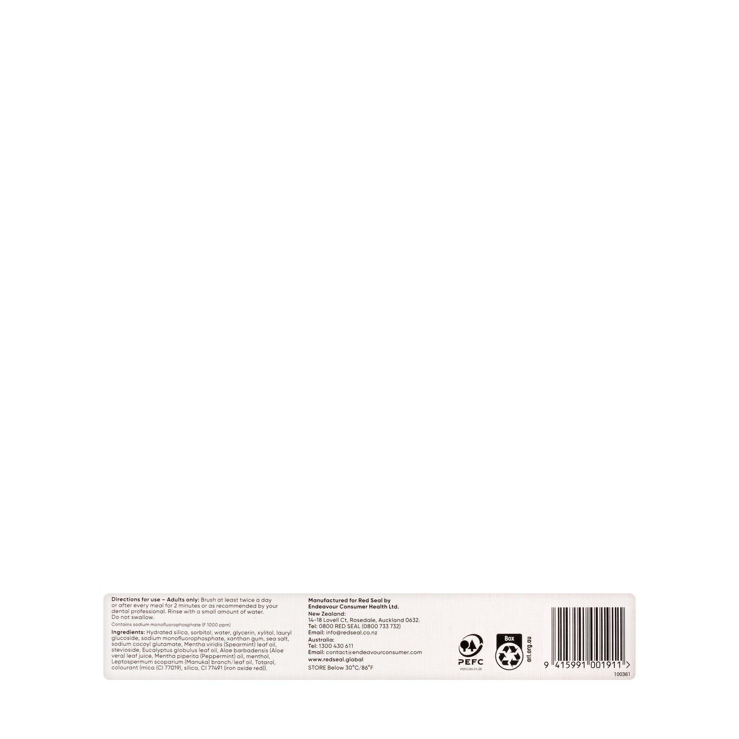 Red Seal Whitening fluoride Brilliant Mint Toothpaste 100g