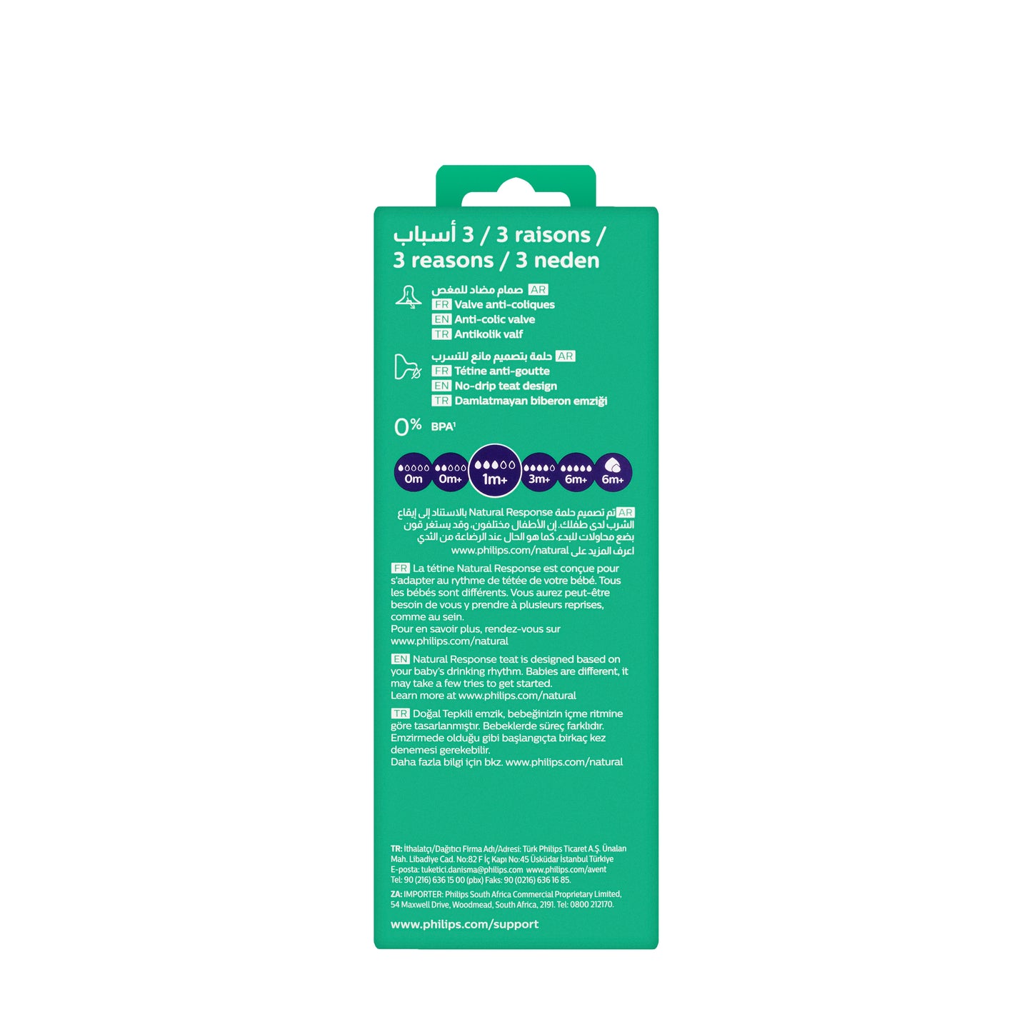Avent [652] Natural Response Bottle [GLASS] 1M+ 240ML