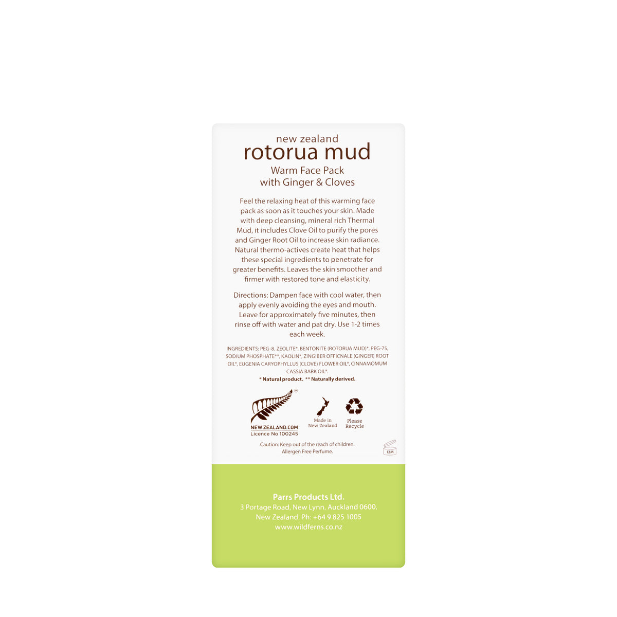 Wild Ferns Rotorua Mud Warm Face Pack 90 ml
