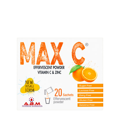 Max C Effervescent Powder ]Vitamin-C&Zinc] 20 Sachets