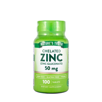 Nature’s Truth Chelated Zinc 50mg 100 Tablets