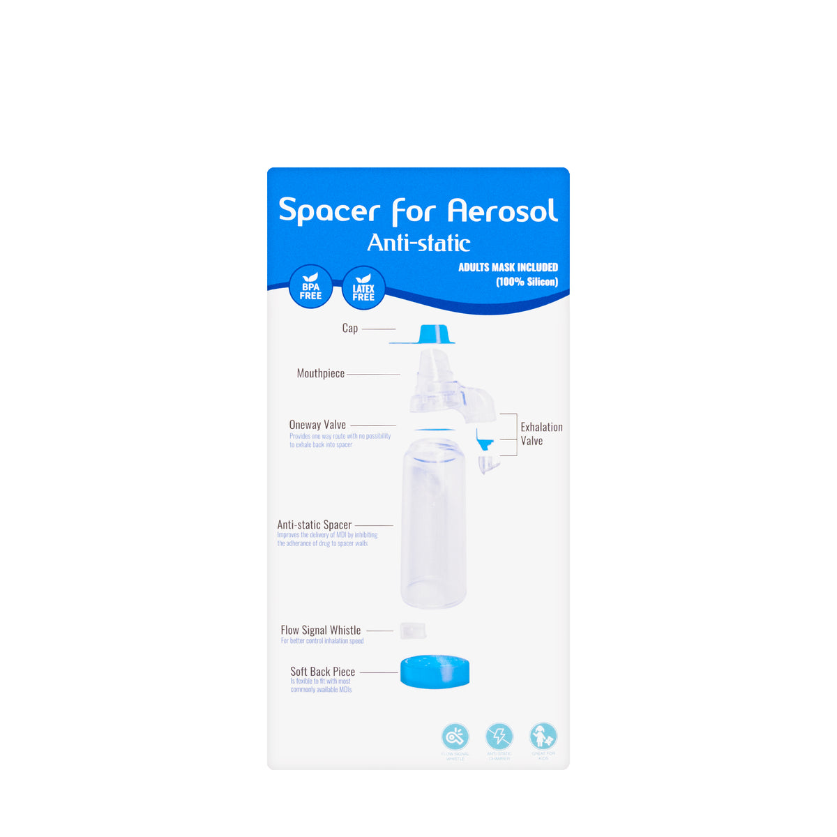 Spacer for Aerosol Adult Inhaler Chamber