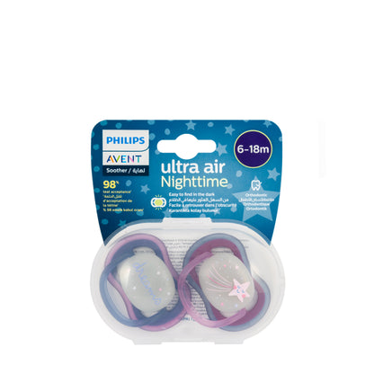 Avent [506] Ultra Air Soother Night Blue 6-18 M 2 Pieces